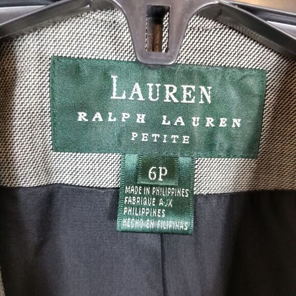 Lauren Ralph Lauren Women Wool Blazer Size 6 Petite Gray Jacket Lined One Button - Picture 6 of 7
